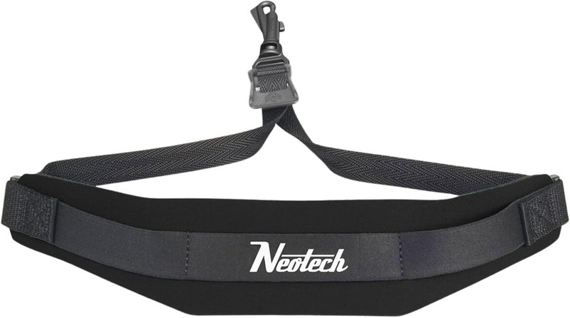Neo Tech Soft Saxophone Neck Strap – Padded Neoprene Strap with Swivel Hook for Alto & Tenor Sax | Adjustable, Comfortable Support – Regular, Black, Made in USA - Image 1