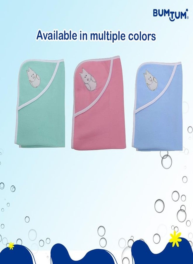 Bumtum Baby Soft Cotton Hooded Bath Towel, 4 Pcs.| Ultra Absorbent | for Newborn, Infant Boys and Girls (76 X 61 Cm, Pack of 1) - Image 4