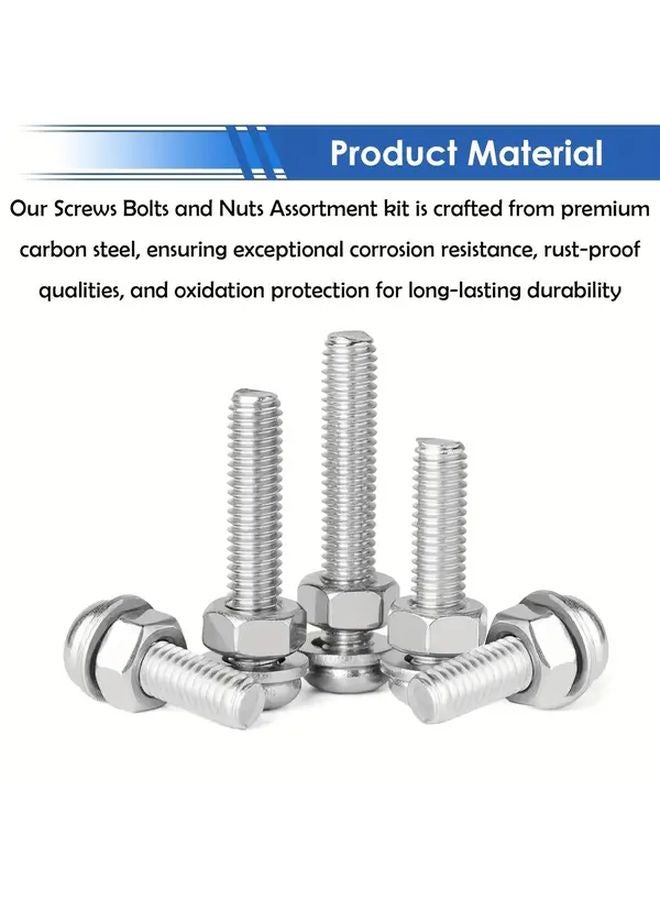 508pcs M3 M4 M5 Nuts And Bolts Assortment Kit Heavy Duty Metal For Machinery Automotive - Image 5