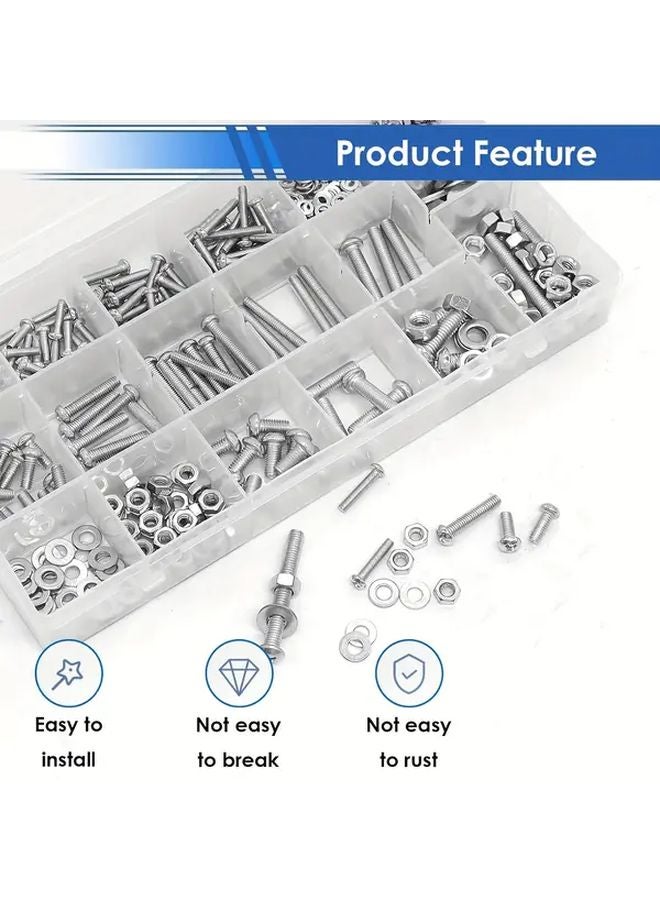 508pcs M3 M4 M5 Nuts And Bolts Assortment Kit Heavy Duty Metal For Machinery Automotive - Image 4