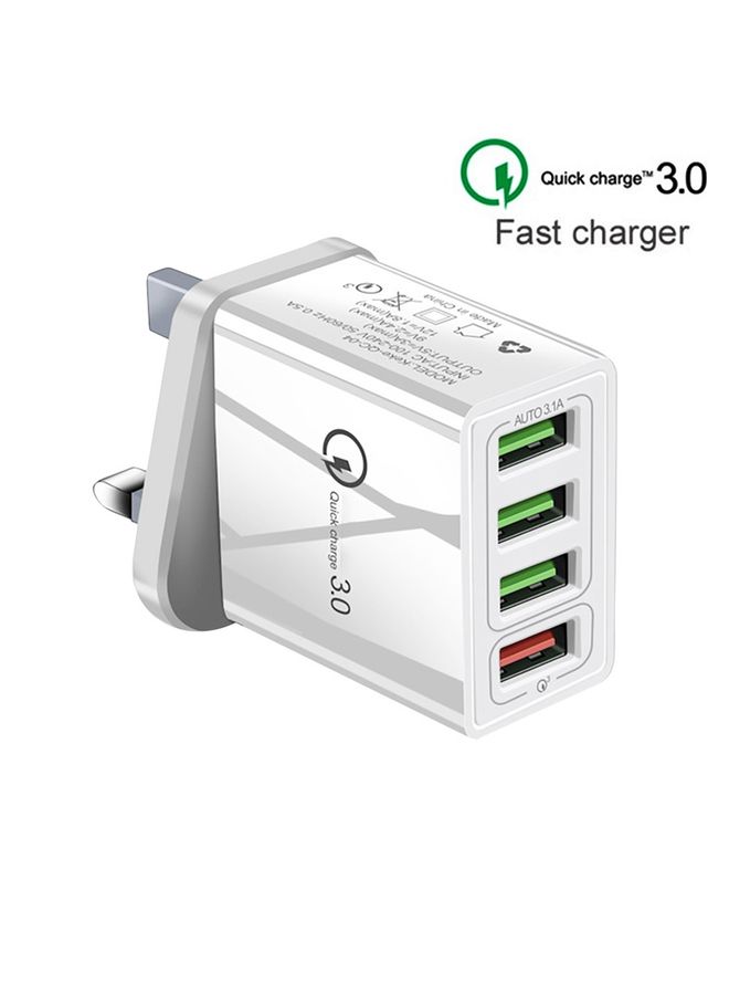 بيوينتي 2 in 1 1m USB to Micro USB Data Cable + 30W QC 3.0 4 USB Interfaces Mobile Phone Tablet PC Universal Quick Charger Travel Charger Set, UK Plug(Black) - Image 3