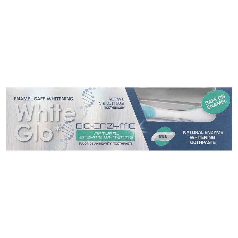 White Glo Bioenzyme 24 Hour Whitening Toothpaste Dual Whitening Action Premium FluorideEnriched Natural Enzyme Technology for Enamel Stain Removal Extracted from Nature 53 Ounces