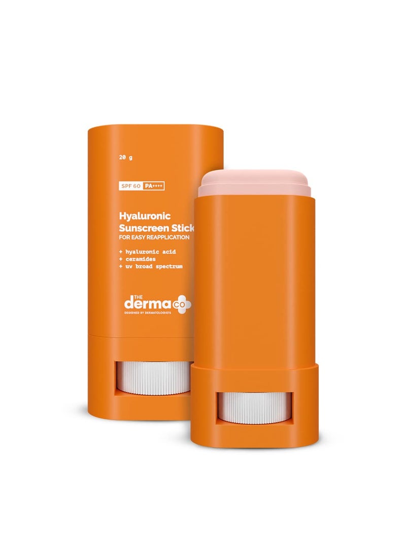 THE derma Co Hyaluronic SPF 60 Sunscreen Stick with PA++++ | for Easy Reapplication | Provides UVA/B Rays Protection & Controls Oil | Non-Greasy | 0.71 Oz/20 g 