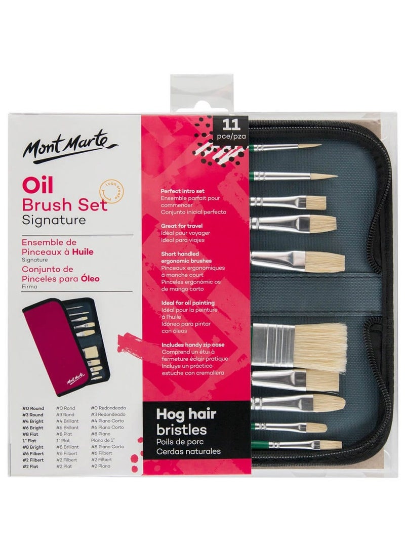 Mont Marte Mont Marte Brush Set in Wallet 11pc - For Oil Paints 
