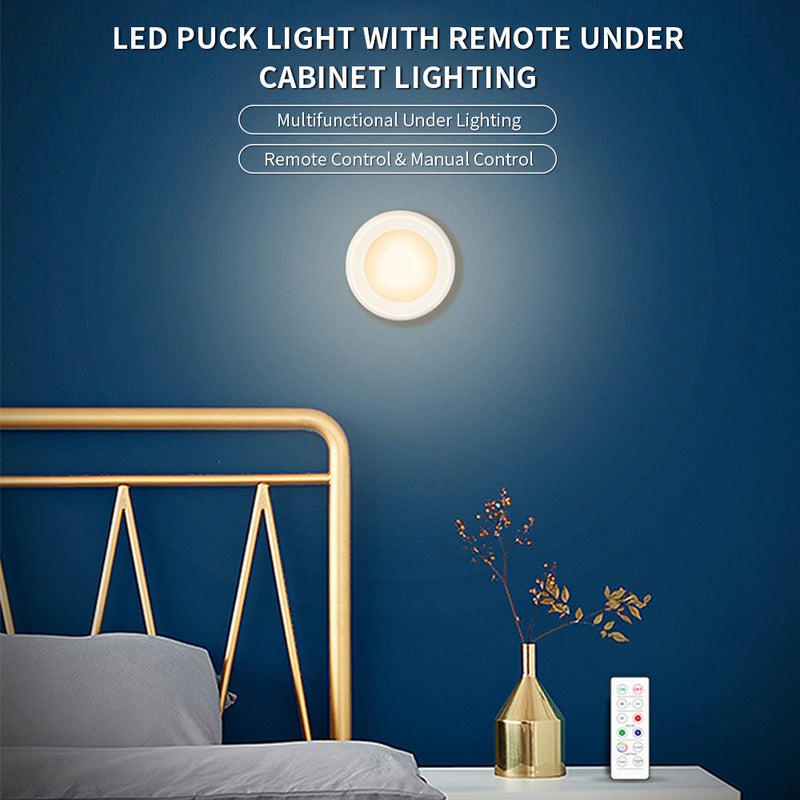 LEDs Puck Light Cabinet Lighting with Remote 16RGB Closet Light 10 Dimmer Timer Function Wirelessly Battery Operated Night Lamp for Kitchens Bathrooms Wardrobe Party - Image 3