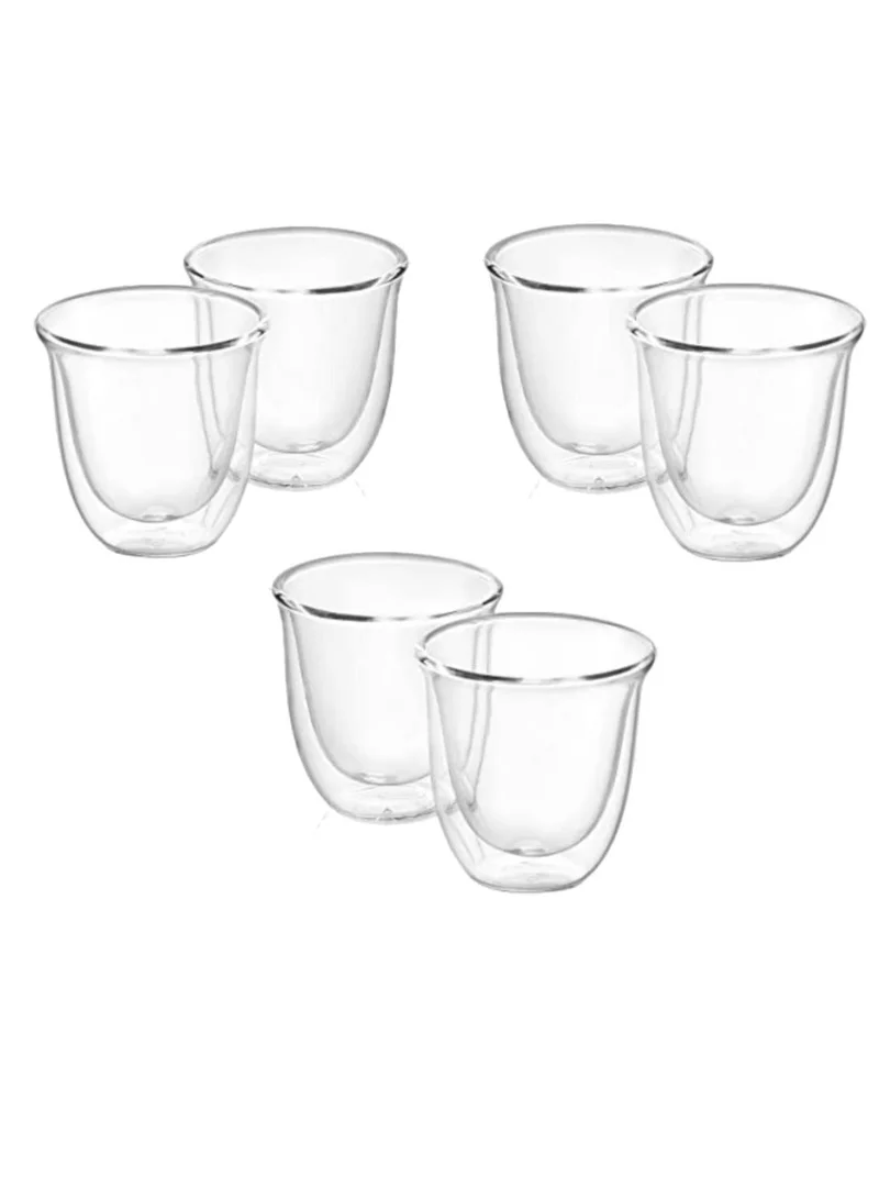 1Chase Borosilicate Double Wall Coffee Tea Cup 80ML Set Of 6