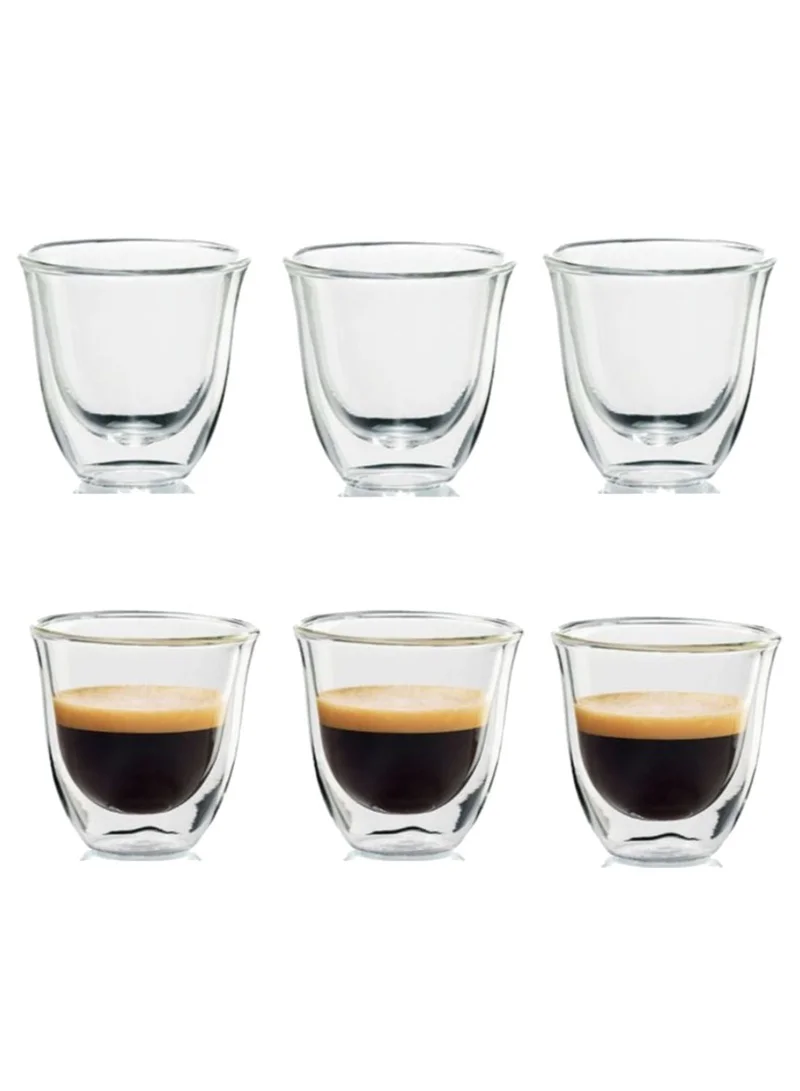 1Chase Borosilicate Double Wall Coffee Tea Cup 80ML Set Of 6