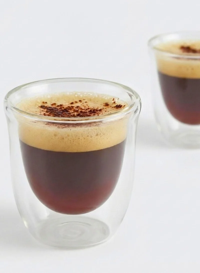 1 تشيس طقم أكواب قهوة وشاي مزدوجة الجدار من البورسليكات سعة 80 مل، 6 قطع