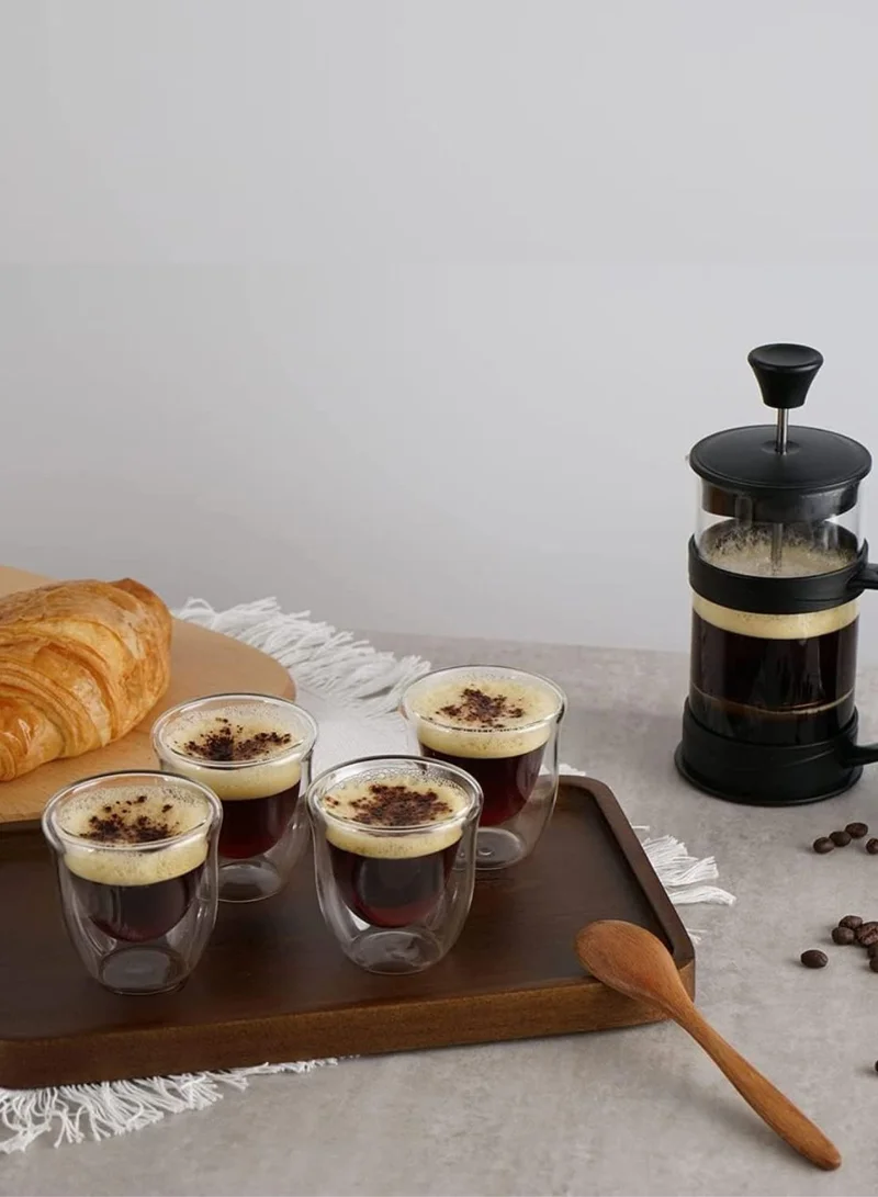 1Chase Borosilicate Double Wall Coffee Tea Cup 80ML Set Of 6