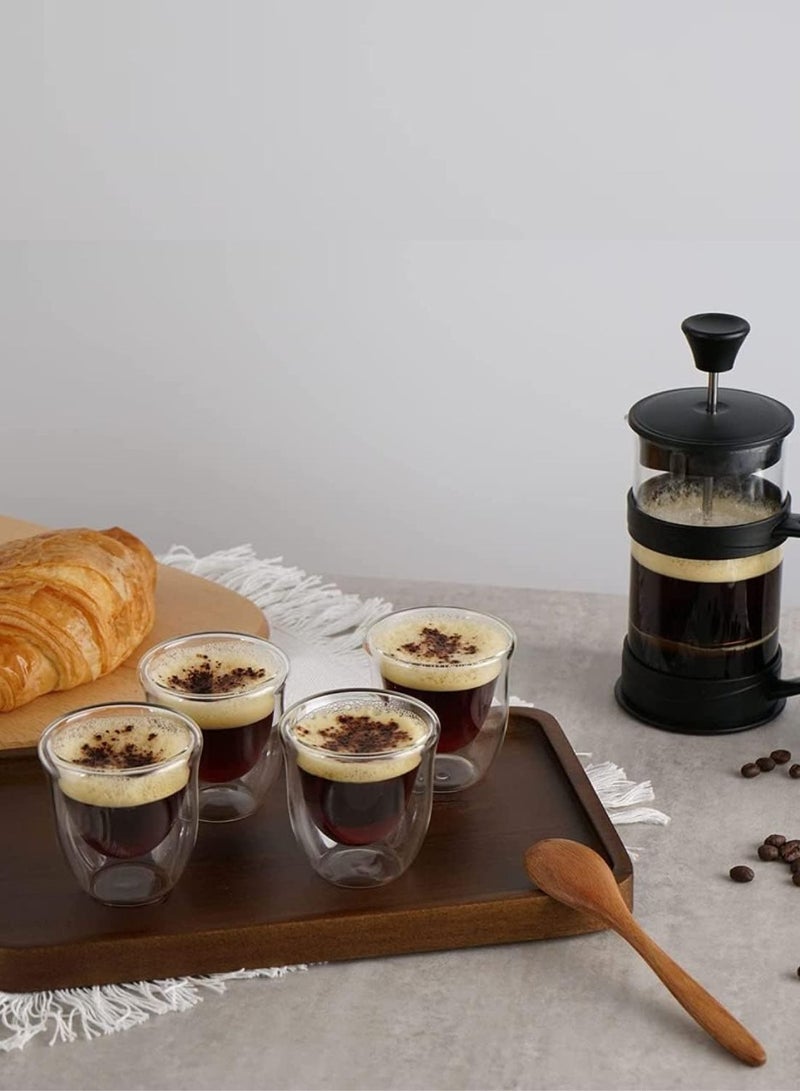 1Chase Borosilicate Double Wall Coffee Tea Cup 80ML Set Of 6 - Image 3