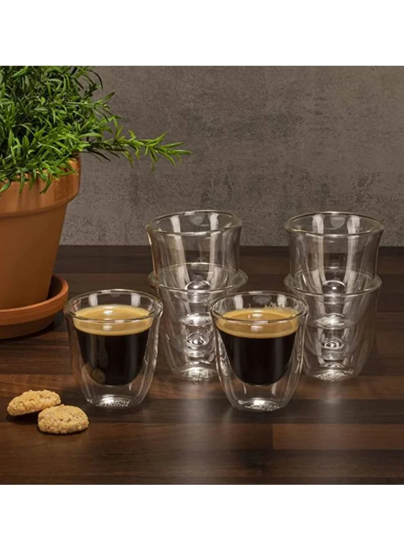 1Chase Set Of 6 Double Wall Borosilicate Coffee Tea Cup 80ML