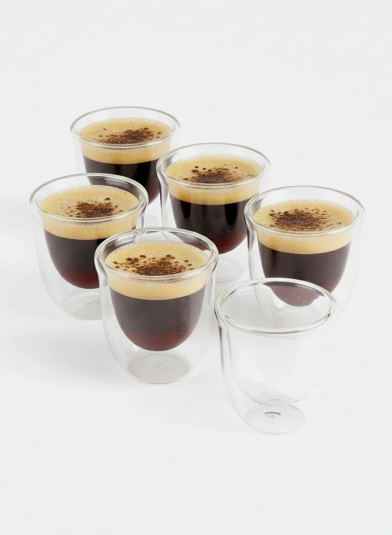 1Chase Borosilicate Double Wall Coffee Tea Cup 80ML Set Of 6