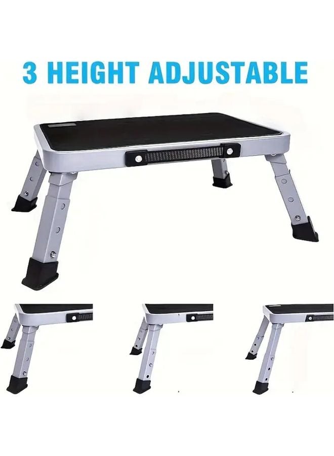 سلم معدني ثقيل قابل للطي، ارتفاع قابل للتعديل، مضاد للانزلاق، سعة تحمل 330 رطلاً، قطعة واحدة - Image 4