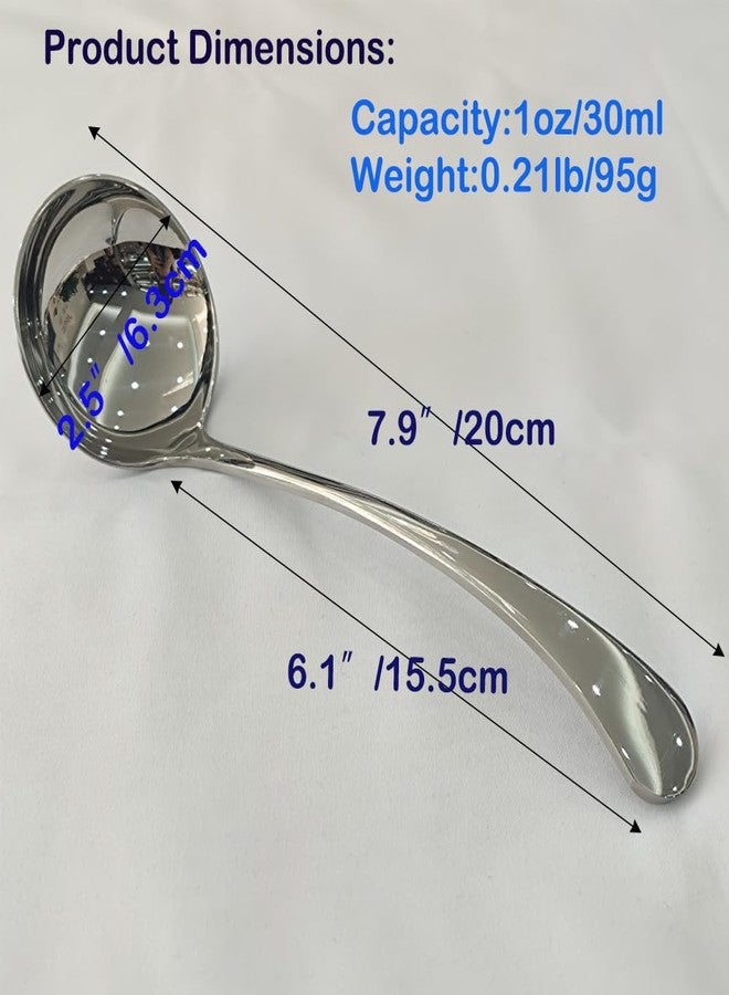 ZDFQly Small Ladle, Sauce - Gravy Ladle, 7.9 Inch, 18/10 Stainless Steel Small Gravy Soup Spoon for Spooning Gravies or Sauces, Set of 2(Silver） - Image 2