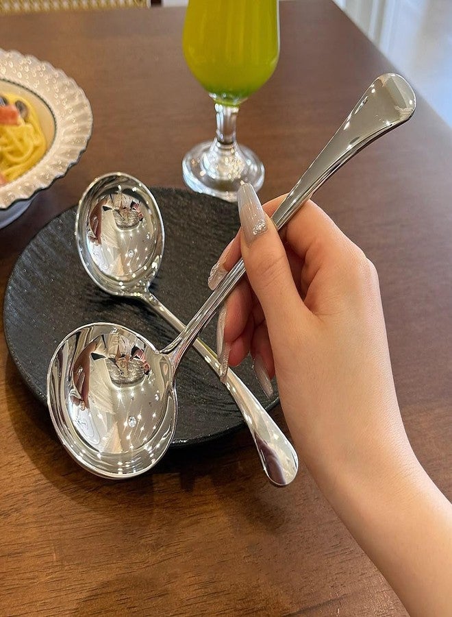 ZDFQly Small Ladle, Sauce - Gravy Ladle, 7.9 Inch, 18/10 Stainless Steel Small Gravy Soup Spoon for Spooning Gravies or Sauces, Set of 2(Silver） - Image 4