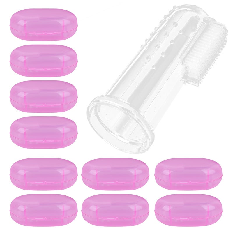 Baby Finger Toothbrush: Pink Shell Food Grade Silicone - Non-Toxic Elastic Infant Finger Toothbrush for Baby Oral Hygiene Training - Image 1