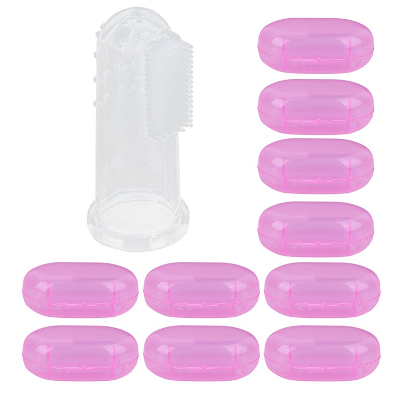 Baby Finger Toothbrush: Pink Shell Food Grade Silicone - Non-Toxic Elastic Infant Finger Toothbrush for Baby Oral Hygiene Training - Image 3