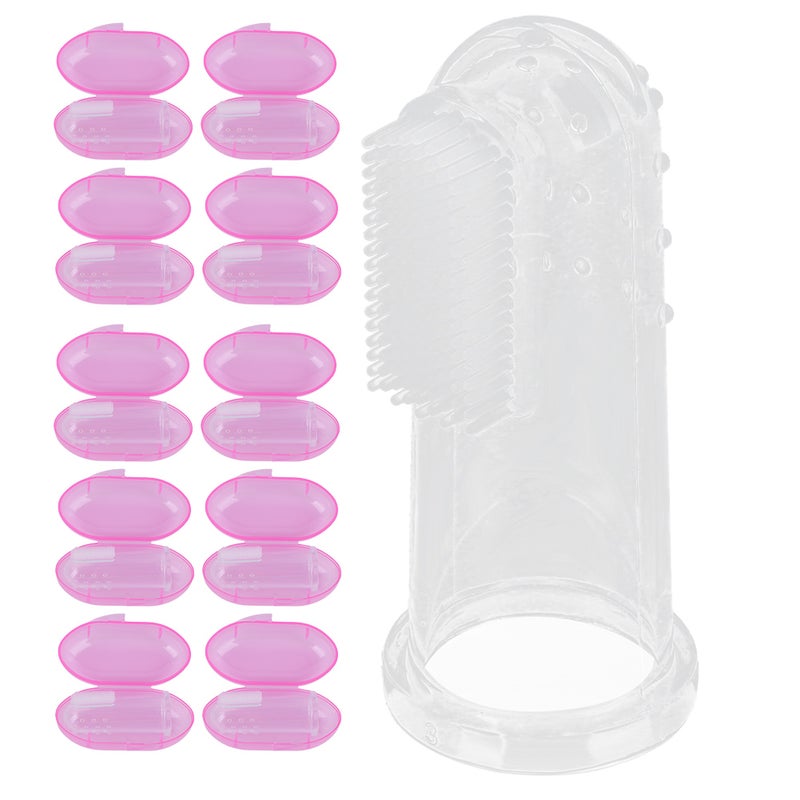 Baby Finger Toothbrush: Pink Shell Food Grade Silicone - Non-Toxic Elastic Infant Finger Toothbrush for Baby Oral Hygiene Training - Image 2