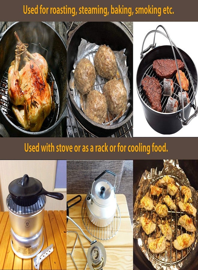 رف شواء دائري من الفولاذ المقاوم للصدأ من كامبينغ مون، قطره 21 سم (8.27 بوصة)، مناسب للتحميص والخبز والتبخير والتبريد، وشبكة طهي، ومناسب للقدر الهولندي مقاس 10 بوصات (W21). - Image 4