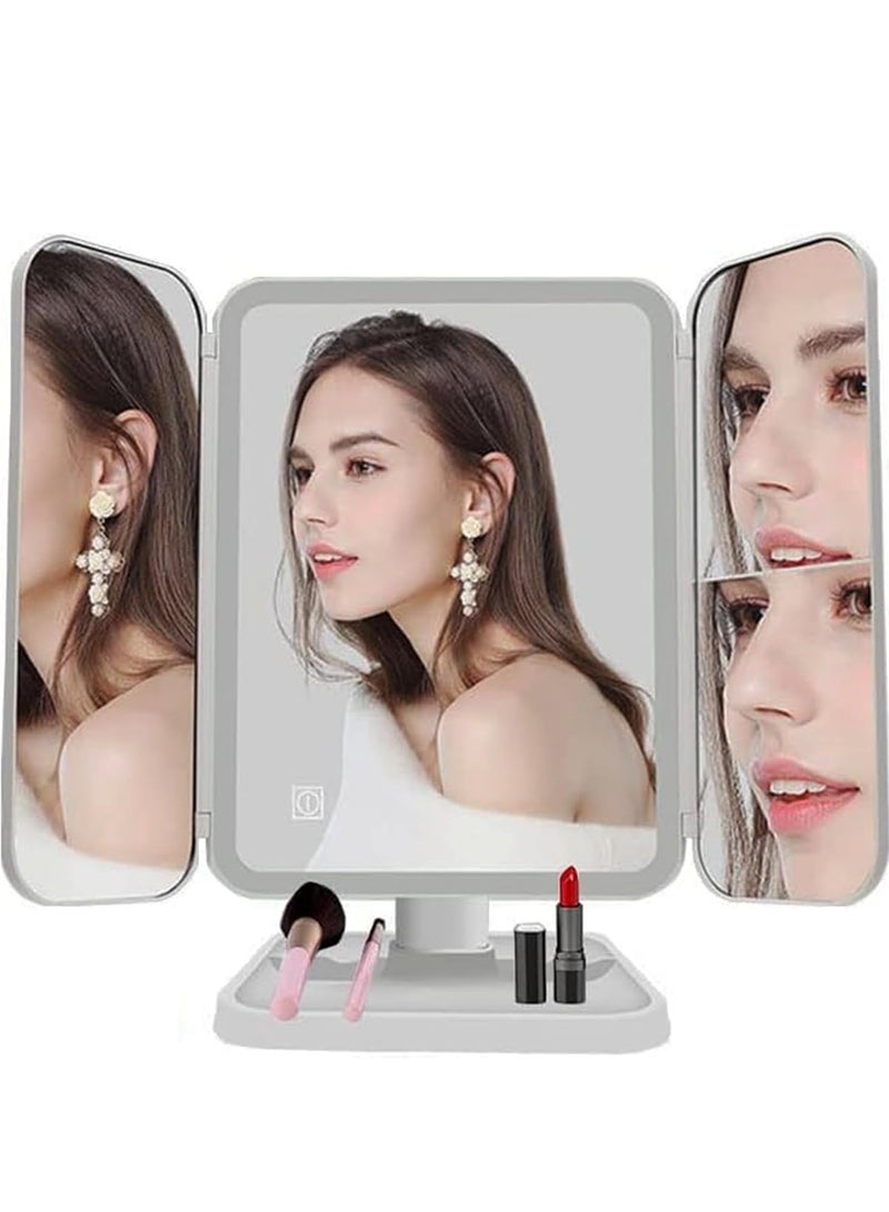 ELTRAZONE LED Makeup Mirror with 3 Color Lighting Modes – 52 LED Trifold Mirror, Portable High Definition Light-Up Cosmetic Mirror | 1x/2x/3x Magnification, Touch Control Design for Flawless Makeup Application - Image 1
