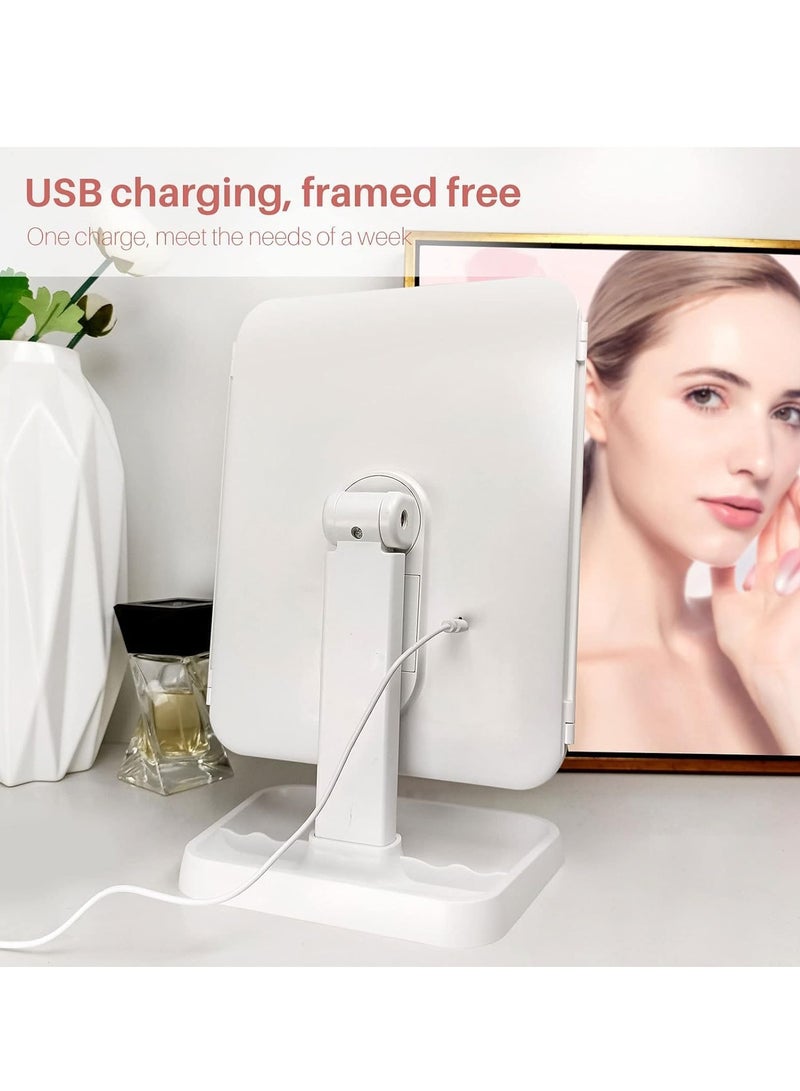 ELTRAZONE LED Makeup Mirror with 3 Color Lighting Modes – 52 LED Trifold Mirror, Portable High Definition Light-Up Cosmetic Mirror | 1x/2x/3x Magnification, Touch Control Design for Flawless Makeup Application - Image 3