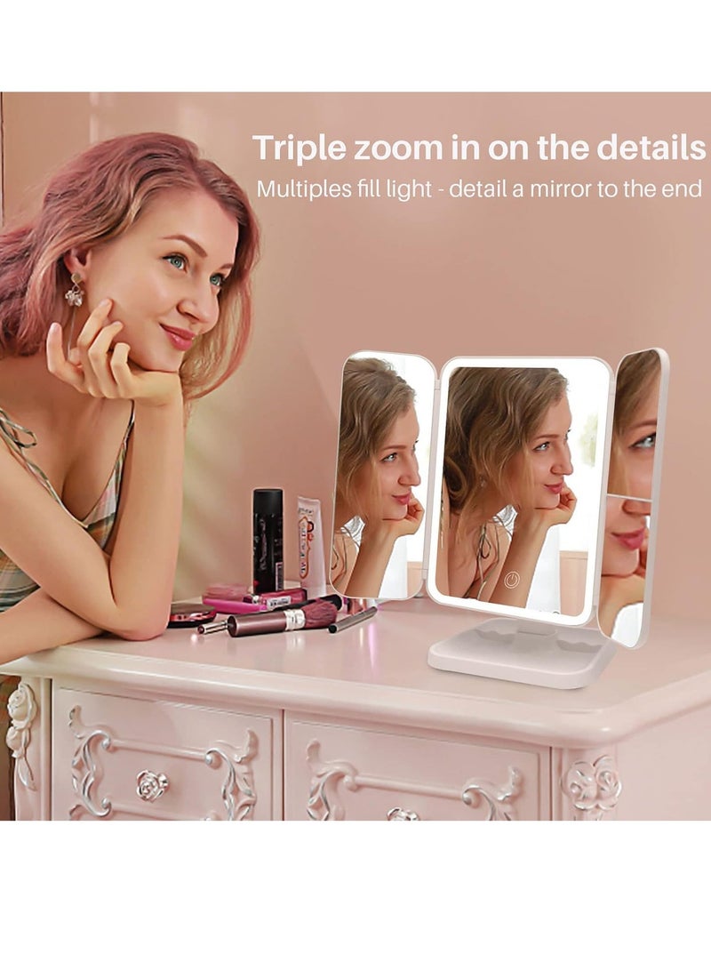 ELTRAZONE LED Makeup Mirror with 3 Color Lighting Modes – 52 LED Trifold Mirror, Portable High Definition Light-Up Cosmetic Mirror | 1x/2x/3x Magnification, Touch Control Design for Flawless Makeup Application - Image 4