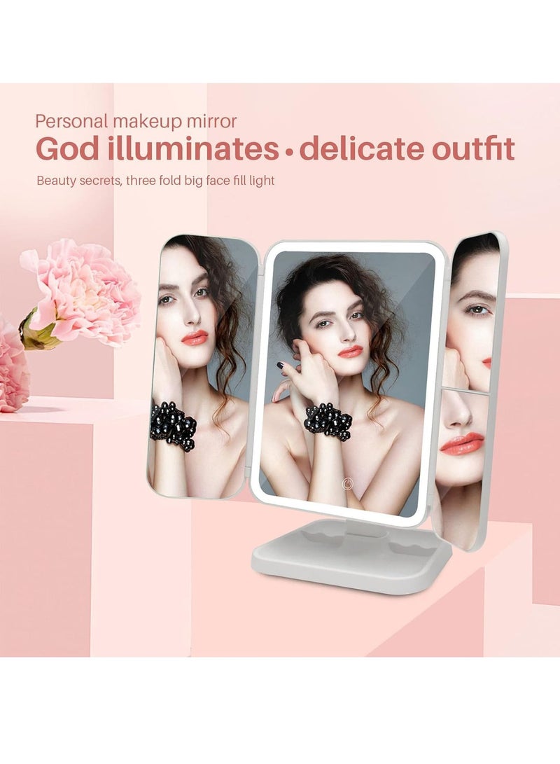 ELTRAZONE LED Makeup Mirror with 3 Color Lighting Modes – 52 LED Trifold Mirror, Portable High Definition Light-Up Cosmetic Mirror | 1x/2x/3x Magnification, Touch Control Design for Flawless Makeup Application - Image 5