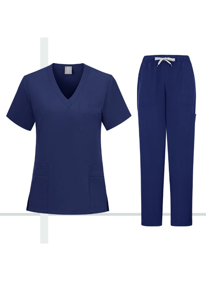 Loquat Womens Medical Scrubs Set Medical Uniform Set Navy Blue - Image 1
