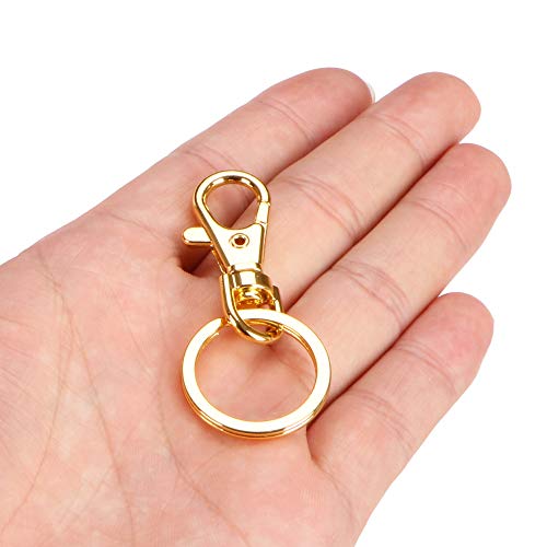 SAMLOO 5 Set Key Chain Flat Key Rings Women Metal Swivel Clasps Snap-On Keychain Ring Hook Spring Clip Snap Hook Lobster Clasp for Keys, Lanyards Jewelry Findings, Round Edge, Gold - Image 4