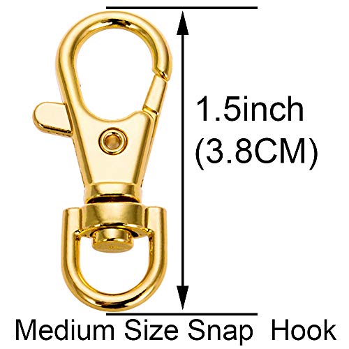 SAMLOO 5 Set Key Chain Flat Key Rings Women Metal Swivel Clasps Snap-On Keychain Ring Hook Spring Clip Snap Hook Lobster Clasp for Keys, Lanyards Jewelry Findings, Round Edge, Gold - Image 2