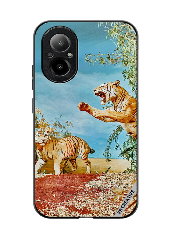 VR CREATIVE Protective Case Cover For Realme C67 4G Tiger Jumping Design Multicolour - Image 1
