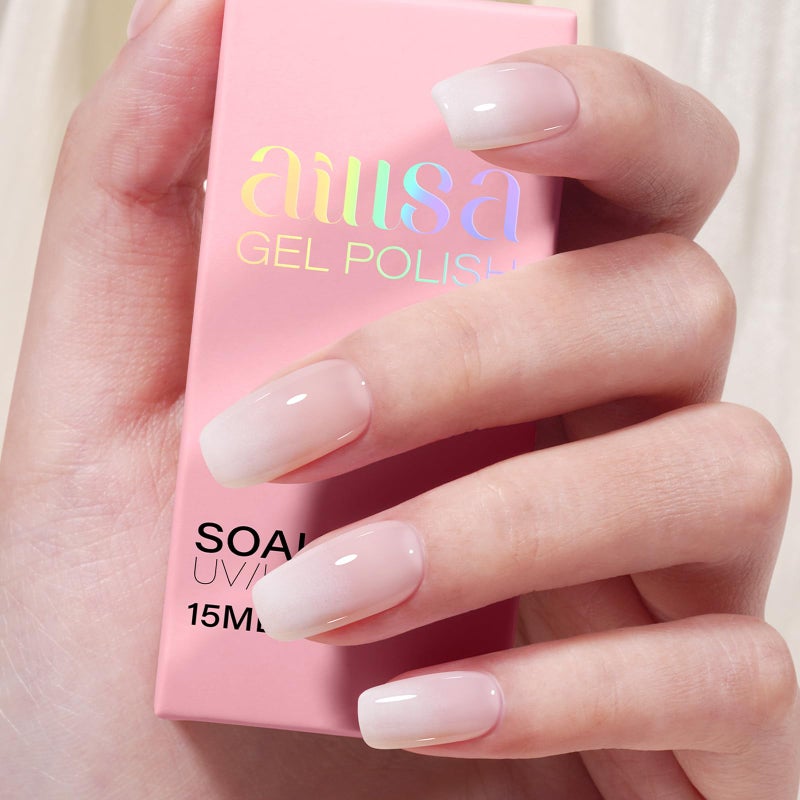 AILLSA Nude Gel Polish Pink Bunny Jelly Gel Nail Polish Sheer Neutral Translucent Gel Polish Long Lasting Milky Natural Color Nails Soak Off U V Gel for Nail Art at Home Valentine Gift 0.51 Oz GD53 - Image 5