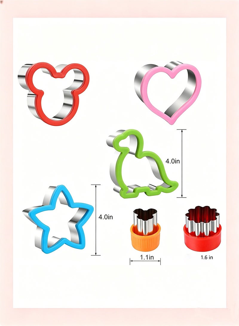12-Piece Stainless Steel Sandwiches Cutter Set Multicolour Cookie Molds for Cakes Biscuits, and Sandwiches, Heart Star Flower Shapes Fruit Vegetable Mold for Kids Boys & Girls Adult - Image 2