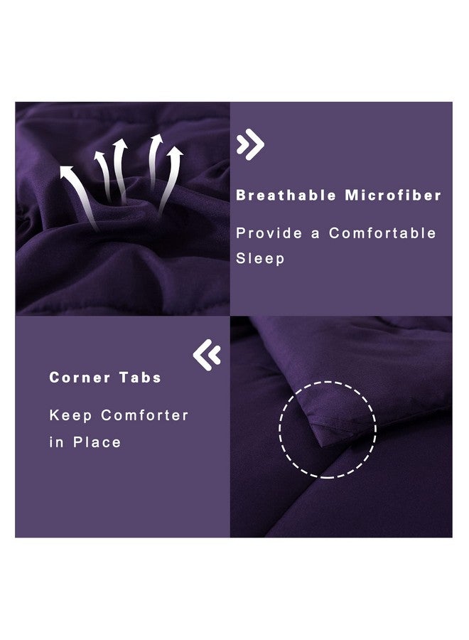 DOWNCOOL Bedding Comforters & Sets - 3 Pieces Queen Comforter Set - Lightweight Down Alternative Quilted Comforter with 2 Pillow Shams - Bedding Comforter Sets (Purple, 88"x90") - Image 5