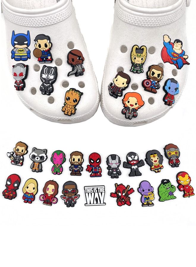 30-Piece Crocs Shoe Decoration Charms, Cartoon Heroes Series Charms Shoes Charm for Crocs Hole Hole Shoe, for Kids Boys Girls Men Women Party Favor - Image 1