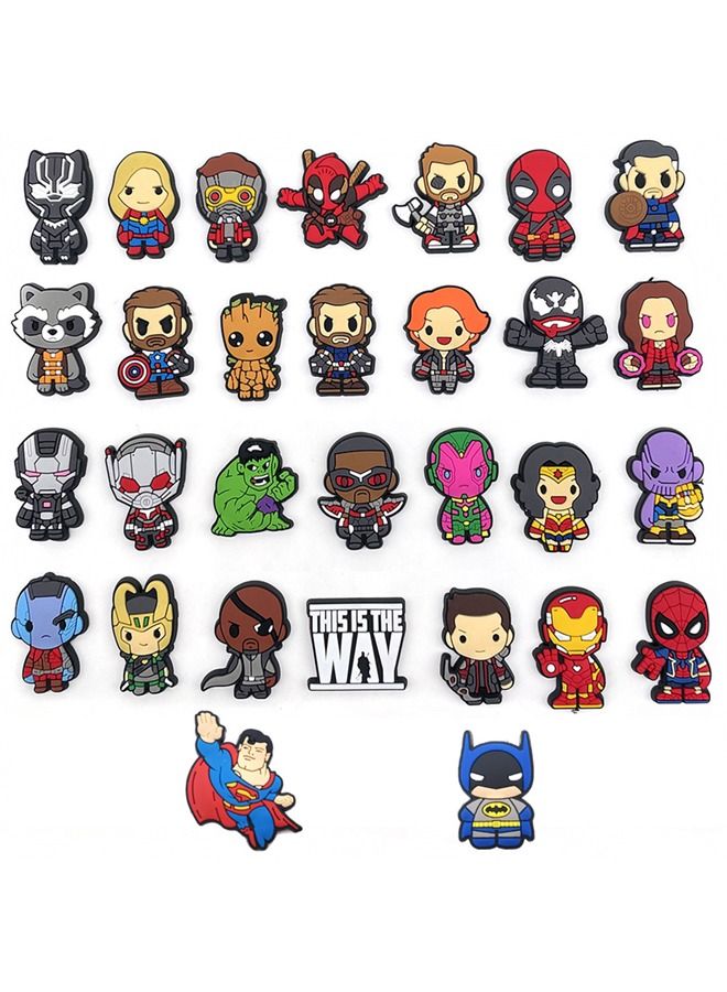 30-Piece Crocs Shoe Decoration Charms, Cartoon Heroes Series Charms Shoes Charm for Crocs Hole Hole Shoe, for Kids Boys Girls Men Women Party Favor - Image 2