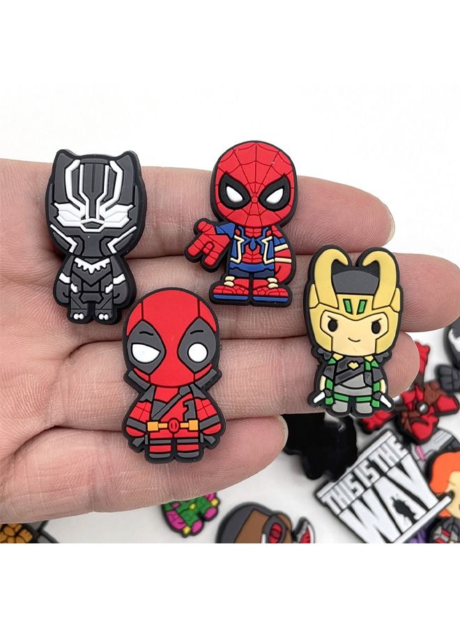 30-Piece Crocs Shoe Decoration Charms, Cartoon Heroes Series Charms Shoes Charm for Crocs Hole Hole Shoe, for Kids Boys Girls Men Women Party Favor - Image 3