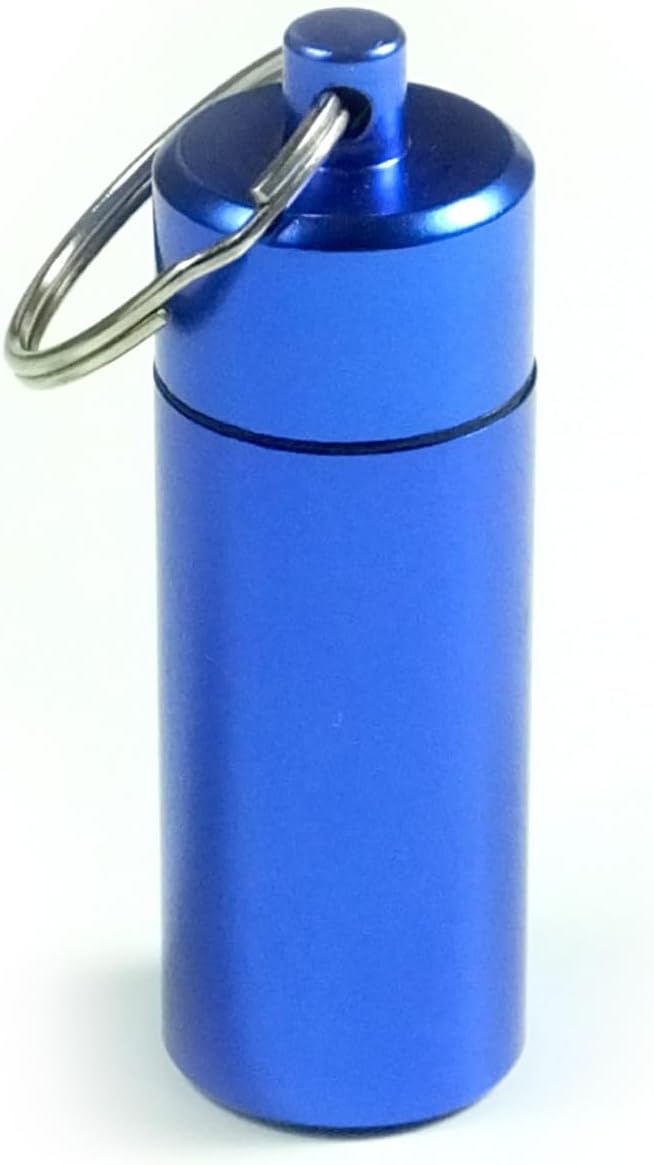 Deke Home Blue Aluminum Pill Box Keychain for Daily Use