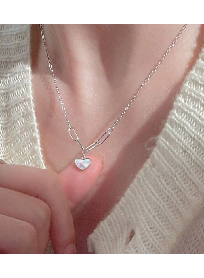 Goolsky Silver Shell Heart Necklace – Summer Chic Collarbone Chain for Women, Trendy Indie Design, Beach/Vacation - Image 2