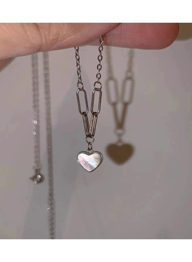 Goolsky Silver Shell Heart Necklace – Summer Chic Collarbone Chain for Women, Trendy Indie Design, Beach/Vacation - Image 3