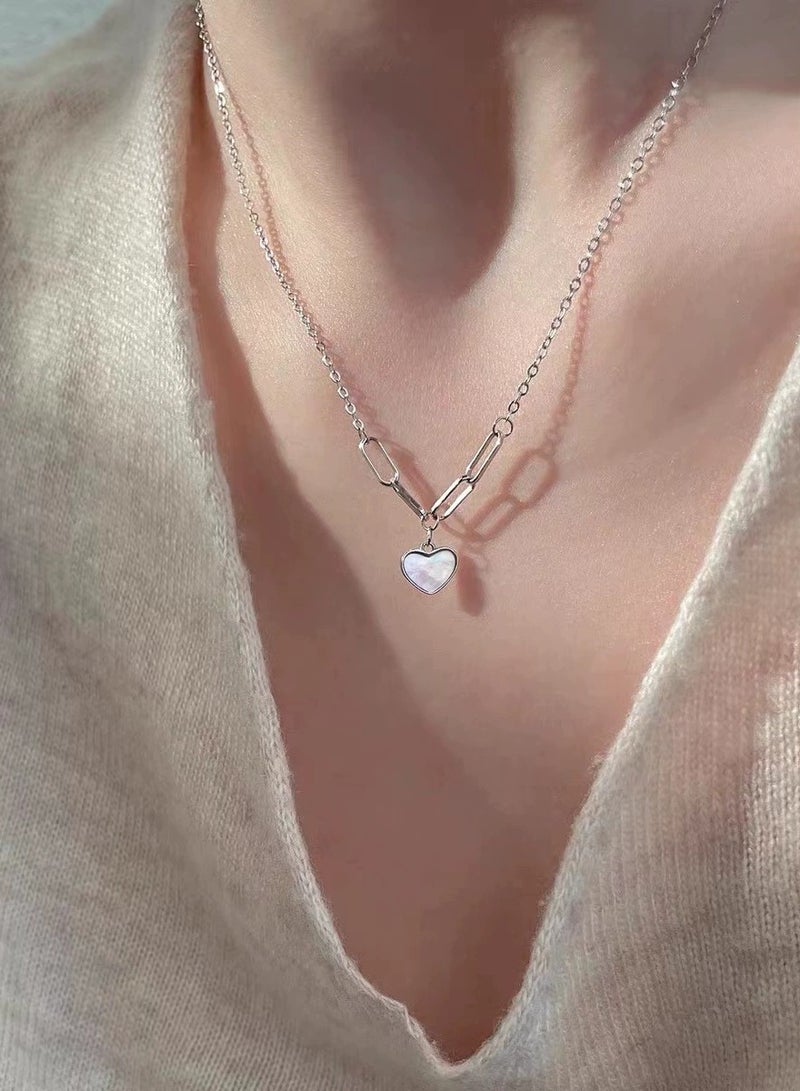 Goolsky Silver Shell Heart Necklace – Summer Chic Collarbone Chain for Women, Trendy Indie Design, Beach/Vacation - Image 4
