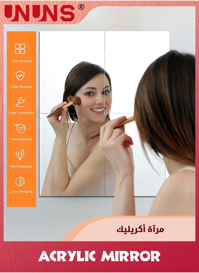UNUNS 12"x16" Acrylic Mirror Sheet,2 PCS Self Adhesive Non Glass Mirror,2.5MM Thick Stick on Mirrors For Wall,Bathroom Mirror Adhesive Mirror Stickers For Home Wall Decor DIY Craft  - Image 5