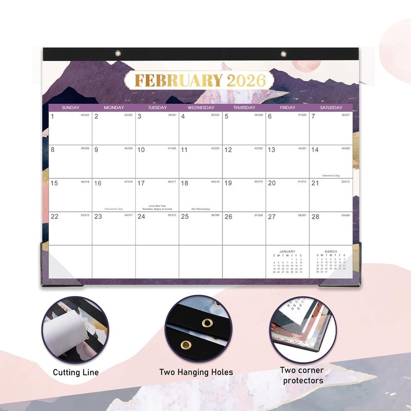 Tersus 2026 Desk Calendar - Jan. 2026 - Dec. 2026, 14.6" x 11.5" Small Size Desktop Calendar with 2 Corner Protectors, 12 Months Desk Calendar for Home or Office - Image 3