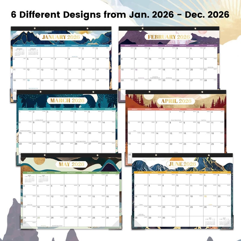 Tersus 2026 Desk Calendar - Jan. 2026 - Dec. 2026, 14.6" x 11.5" Small Size Desktop Calendar with 2 Corner Protectors, 12 Months Desk Calendar for Home or Office - Image 5