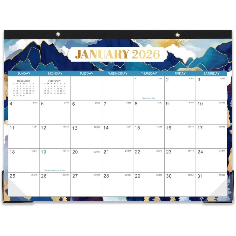 Tersus 2026 Desk Calendar - Jan. 2026 - Dec. 2026, 14.6" x 11.5" Small Size Desktop Calendar with 2 Corner Protectors, 12 Months Desk Calendar for Home or Office - Image 1