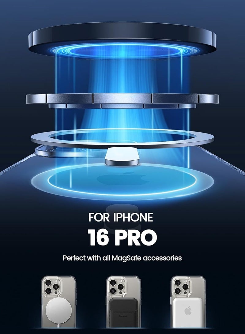 BORTONY iPhone 16 Pro Case Cover Transparent Magnetic Case Support Wireless Charging Slim Shockproof Protective Phone Case for Apple iPhone 16 Pro 6.3 inch - Image 2