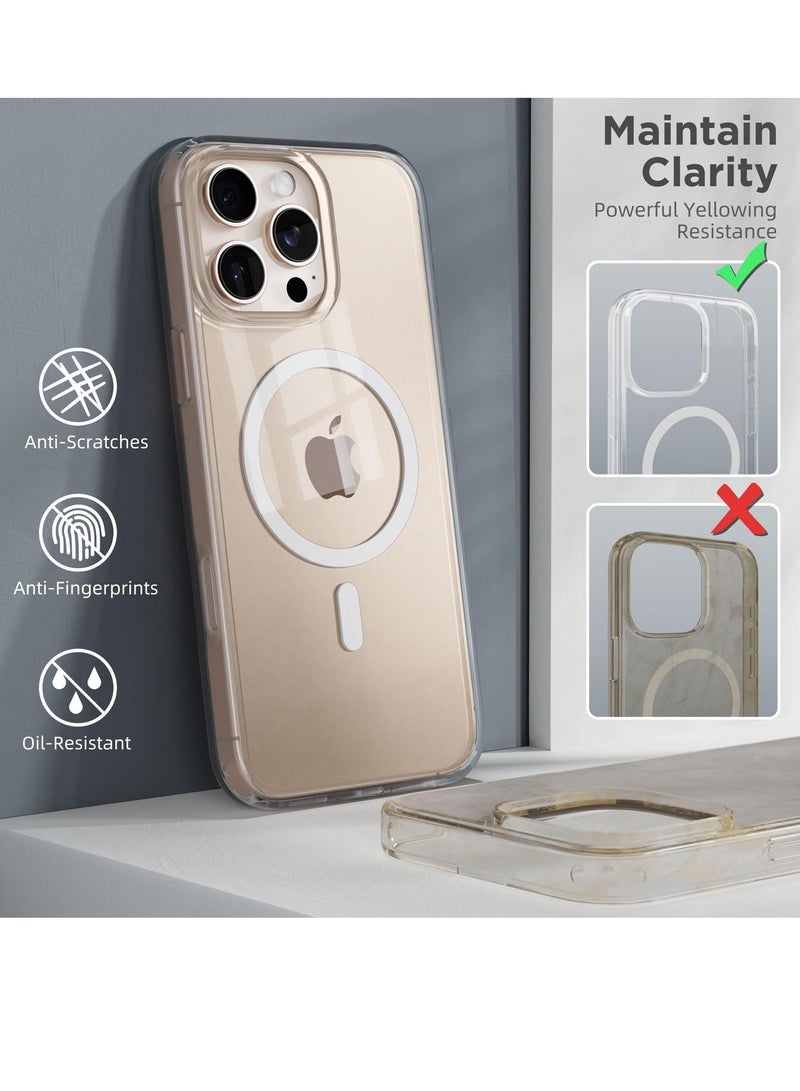 BORTONY iPhone 16 Pro Case Cover Transparent Magnetic Case Support Wireless Charging Slim Shockproof Protective Phone Case for Apple iPhone 16 Pro 6.3 inch - Image 3