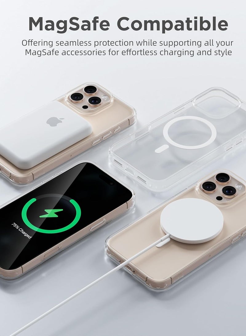 BORTONY iPhone 16 Pro Case Cover Transparent Magnetic Case Support Wireless Charging Slim Shockproof Protective Phone Case for Apple iPhone 16 Pro 6.3 inch - Image 4