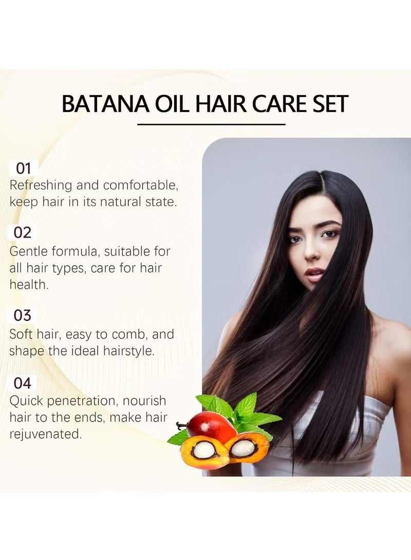 EELHOE Batana Oil Hair Care Set.Pack of 4 100% Pure Natural Batana Oil Set for Hair Growth and Skin Care for Men Women (Batana Oil Hair 50 ml, Batana Shampoo 100 ml, Batana Hair Mask 100 ml, Batana Conditioner 100 ml). - Image 3