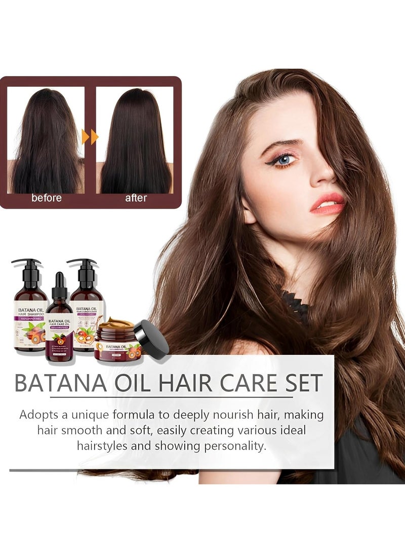 EELHOE Batana Oil Hair Care Set.Pack of 4 100% Pure Natural Batana Oil Set for Hair Growth and Skin Care for Men Women (Batana Oil Hair 50 ml, Batana Shampoo 100 ml, Batana Hair Mask 100 ml, Batana Conditioner 100 ml). - Image 5